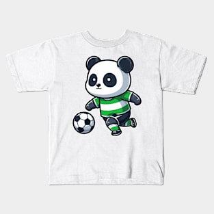 Panda as Soccer player with Soccer ball Kids T-Shirt